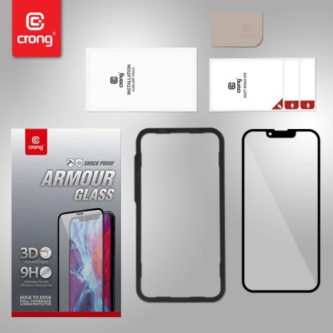 Crong Anti-Bacterial 3D Armour Glass - Szkło hartowane 9H na cały ekran iPhone 14 / iPhone 13 / iPhone 13 Pro + ramka instalacyj Crong Anti-Bacterial 3D Armour Glass - Szkło hartowane 9H na cały ekran iPhone 14 / iPhone 13 / iPhone 13 Pro + ramka instalacyj