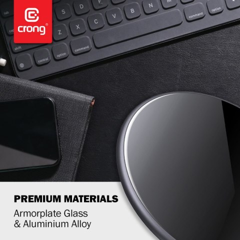 Crong PowerSpot Fast Wireless Charger - Aluminiowa ładowarka bezprzewodowa Qi 15W USB-C z powłoką ze szkła hartowanego (Shadow B Crong PowerSpot Fast Wireless Charger - Aluminiowa ładowarka bezprzewodowa Qi 15W USB-C z powłoką ze szkła hartowanego (Shadow B