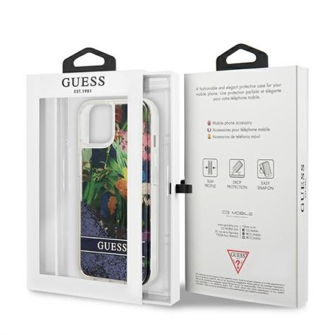 Guess Liquid Glitter Flower - Etui iPhone 13 mini (niebieski) Guess Liquid Glitter Flower - Etui iPhone 13 mini (niebieski)