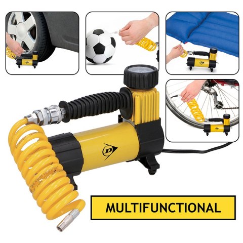 Dunlop - kompresor 12 V 100 Psi, zestaw z wężem i końcówkami Dunlop - kompresor 12 V 100 Psi, zestaw z wężem i końcówkami