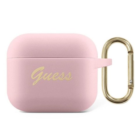 Guess Silicone Vintage Script - Etui Airpods 3 (różowy) Guess Silicone Vintage Script - Etui Airpods 3 (różowy)