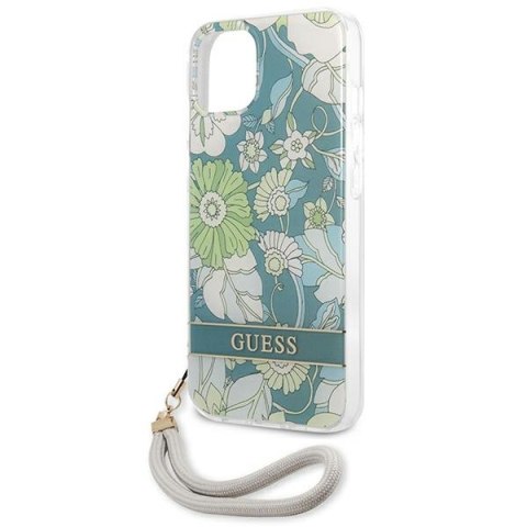 Guess Flower Cord - Etui ze smyczką iPhone 13 (Green) Guess Flower Cord - Etui ze smyczką iPhone 13 (Green)