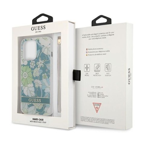 Guess Flower Cord - Etui ze smyczką iPhone 13 Pro (Green) Guess Flower Cord - Etui ze smyczką iPhone 13 Pro (Green)
