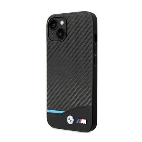 BMW Leather Carbon Blue Line - Etui iPhone 14 Plus (Czarny) BMW Leather Carbon Blue Line - Etui iPhone 14 Plus (Czarny)