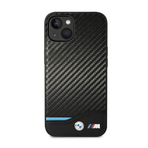 BMW Leather Carbon Blue Line - Etui iPhone 14 Plus (Czarny) BMW Leather Carbon Blue Line - Etui iPhone 14 Plus (Czarny)