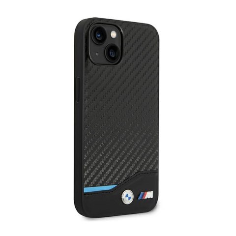 BMW Leather Carbon Blue Line - Etui iPhone 14 Plus (Czarny) BMW Leather Carbon Blue Line - Etui iPhone 14 Plus (Czarny)