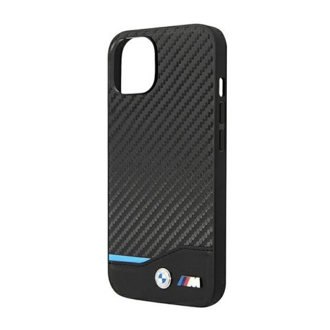 BMW Leather Carbon Blue Line - Etui iPhone 14 Plus (Czarny) BMW Leather Carbon Blue Line - Etui iPhone 14 Plus (Czarny)