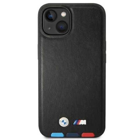 BMW Leather Hot Stamp Tricolor - Etui iPhone 14 Plus (Czarny) BMW Leather Hot Stamp Tricolor - Etui iPhone 14 Plus (Czarny)