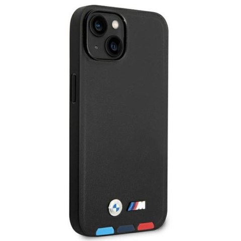 BMW Leather Hot Stamp Tricolor - Etui iPhone 14 Plus (Czarny) BMW Leather Hot Stamp Tricolor - Etui iPhone 14 Plus (Czarny)