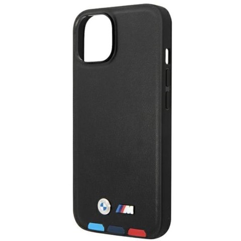 BMW Leather Hot Stamp Tricolor - Etui iPhone 14 Plus (Czarny) BMW Leather Hot Stamp Tricolor - Etui iPhone 14 Plus (Czarny)