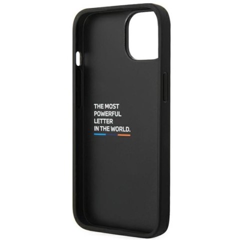 BMW Leather Hot Stamp Tricolor - Etui iPhone 14 Plus (Czarny) BMW Leather Hot Stamp Tricolor - Etui iPhone 14 Plus (Czarny)