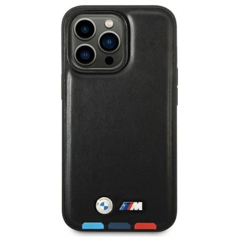 BMW Leather Hot Stamp Tricolor - Etui iPhone 14 Pro (Czarny) BMW Leather Hot Stamp Tricolor - Etui iPhone 14 Pro (Czarny)