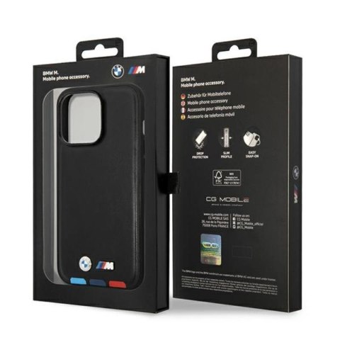 BMW Leather Hot Stamp Tricolor - Etui iPhone 14 Pro (Czarny) BMW Leather Hot Stamp Tricolor - Etui iPhone 14 Pro (Czarny)