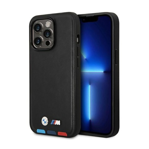 BMW Leather Hot Stamp Tricolor MagSafe - Etui iPhone 14 Pro Max (Czarny) BMW Leather Hot Stamp Tricolor MagSafe - Etui iPhone 14 Pro Max (Czarny)
