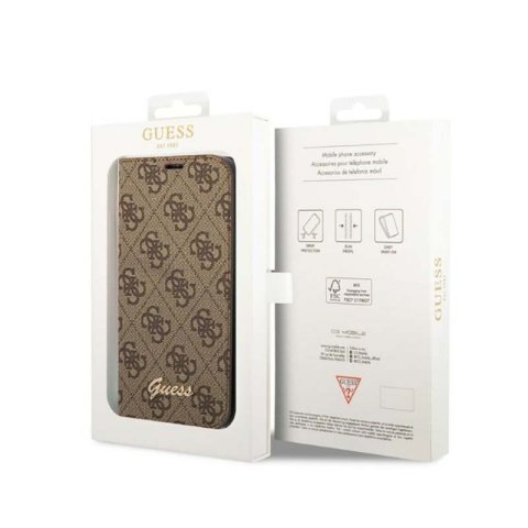 Guess 4G Metal Camera Outline Booktype Case - Etui iPhone 14 Plus (brązowy) Guess 4G Metal Camera Outline Booktype Case - Etui iPhone 14 Plus (brązowy)