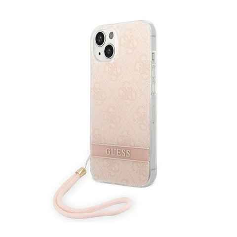 Guess 4G Print Cord - Etui ze smyczką iPhone 14 Plus (różowy) Guess 4G Print Cord - Etui ze smyczką iPhone 14 Plus (różowy)