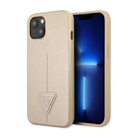 Guess Saffiano Triangle Logo Case - Etui iPhone 13 mini (beżowy)