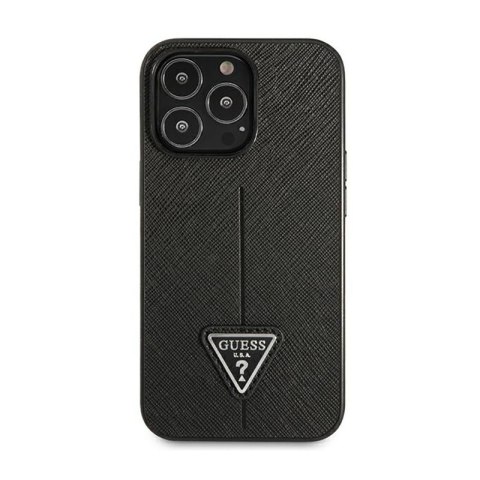 Guess Saffiano Triangle Logo Case - Etui iPhone 14 Pro Max (czarny) Guess Saffiano Triangle Logo Case - Etui iPhone 14 Pro Max (czarny)