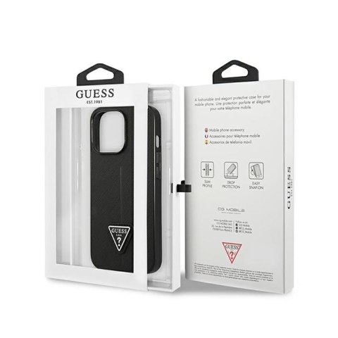 Guess Saffiano Triangle Logo Case - Etui iPhone 14 Pro Max (czarny) Guess Saffiano Triangle Logo Case - Etui iPhone 14 Pro Max (czarny)
