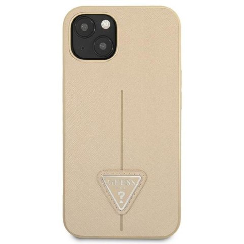 Guess Saffiano Triangle Logo Case - Etui iPhone 14 Plus (beżowy) Guess Saffiano Triangle Logo Case - Etui iPhone 14 Plus (beżowy)