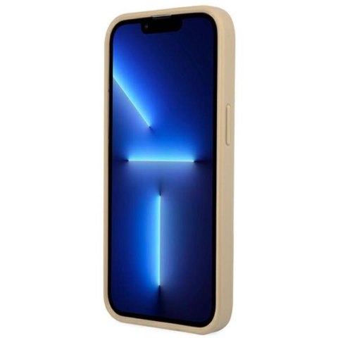 Guess Saffiano Triangle Logo Case - Etui iPhone 14 Plus (beżowy) Guess Saffiano Triangle Logo Case - Etui iPhone 14 Plus (beżowy)