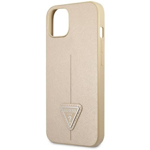 Guess Saffiano Triangle Logo Case - Etui iPhone 14 Plus (beżowy) Guess Saffiano Triangle Logo Case - Etui iPhone 14 Plus (beżowy)