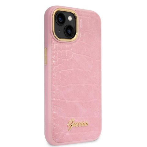 Guess Croco Collection - Etui iPhone 14 (różowy) Guess Croco Collection - Etui iPhone 14 (różowy)