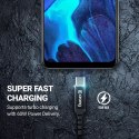Crong Armor Link - Kabel 60W 3A USB-A do USB-C Fast Charging 25cm (czarny)