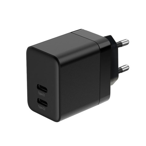 Crong Ultra Compact GaN - Ładowarka sieciowa 2x USB-C 35W PD 3.0 z PPS (czarny) Crong Ultra Compact GaN - Ładowarka sieciowa 2x USB-C 35W PD 3.0 z PPS (czarny)