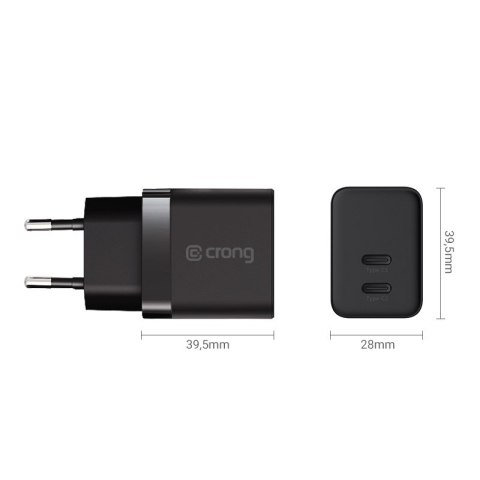 Crong Ultra Compact GaN - Ładowarka sieciowa 2x USB-C 35W PD 3.0 z PPS (czarny) Crong Ultra Compact GaN - Ładowarka sieciowa 2x USB-C 35W PD 3.0 z PPS (czarny)