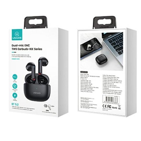USAMS NX10 Series - Słuchawki Bluetooth 5.2 TWS + etui ładujące (czarny) USAMS NX10 Series - Słuchawki Bluetooth 5.2 TWS + etui ładujące (czarny)