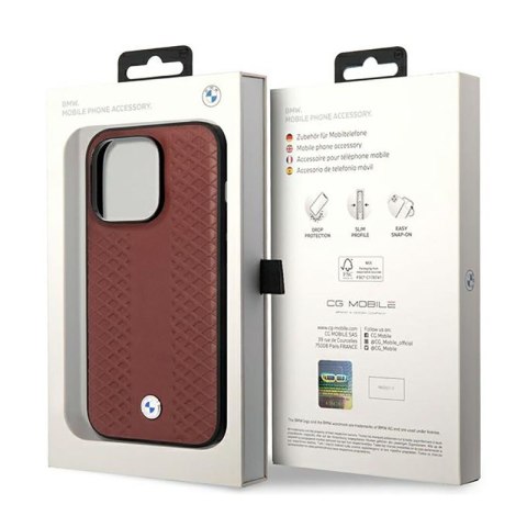 BMW Leather Diamond Pattern - Etui iPhone 14 Pro (burgundowy) BMW Leather Diamond Pattern - Etui iPhone 14 Pro (burgundowy)