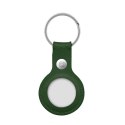 Crong Leather Case with Key Ring - Skórzane etui ochronne brelok do Apple AirTag (zielony)
