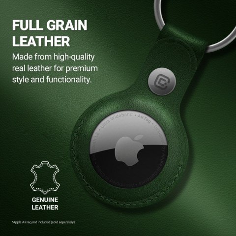 Crong Leather Case with Key Ring - Skórzane etui ochronne brelok do Apple AirTag (zielony) Crong Leather Case with Key Ring - Skórzane etui ochronne brelok do Apple AirTag (zielony)
