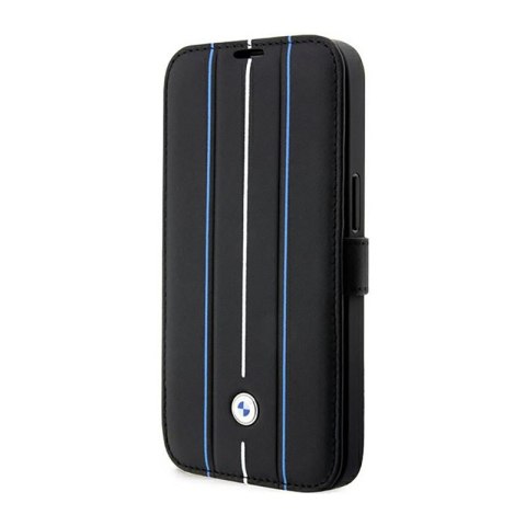 BMW Booktype Leather Stamp Blue Lines - Etui iPhone 14 Pro Max (czarny) BMW Booktype Leather Stamp Blue Lines - Etui iPhone 14 Pro Max (czarny)