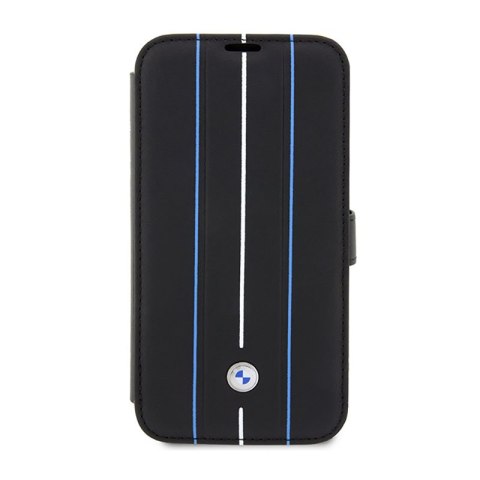 BMW Booktype Leather Stamp Blue Lines - Etui iPhone 14 Pro Max (czarny) BMW Booktype Leather Stamp Blue Lines - Etui iPhone 14 Pro Max (czarny)