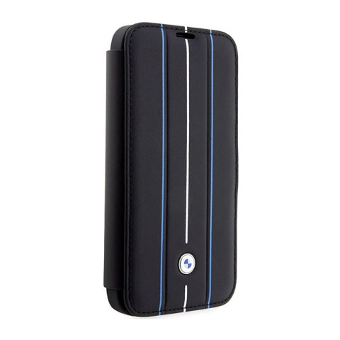 BMW Booktype Leather Stamp Blue Lines - Etui iPhone 14 Pro Max (czarny) BMW Booktype Leather Stamp Blue Lines - Etui iPhone 14 Pro Max (czarny)