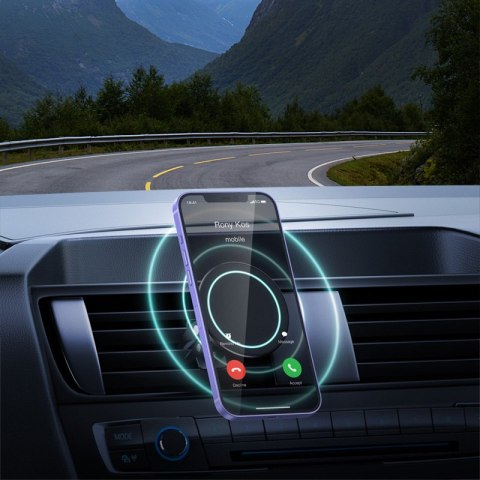Crong Carclip Magnetic - Magnetyczny uchwyt samochodowy MagSafe (czarny) Crong Carclip Magnetic - Magnetyczny uchwyt samochodowy MagSafe (czarny)