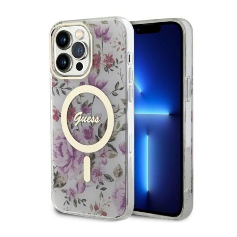 Guess Flower MagSafe - Etui iPhone 14 Pro Max (Przezroczysty) Guess Flower MagSafe - Etui iPhone 14 Pro Max (Przezroczysty)