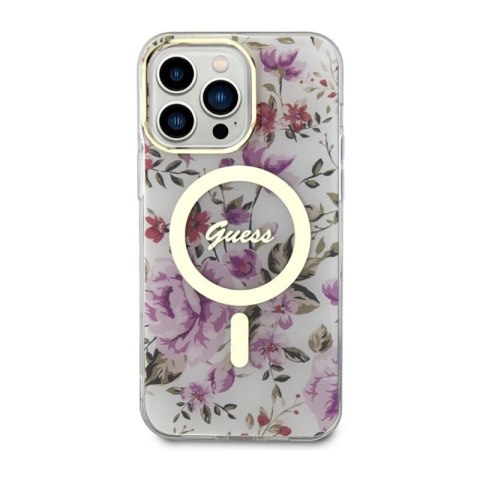Guess Flower MagSafe - Etui iPhone 14 Pro Max (Przezroczysty) Guess Flower MagSafe - Etui iPhone 14 Pro Max (Przezroczysty)