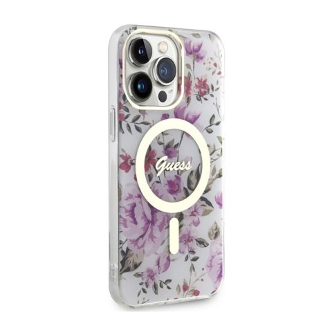 Guess Flower MagSafe - Etui iPhone 14 Pro Max (Przezroczysty) Guess Flower MagSafe - Etui iPhone 14 Pro Max (Przezroczysty)