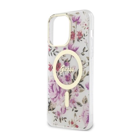 Guess Flower MagSafe - Etui iPhone 14 Pro Max (Przezroczysty) Guess Flower MagSafe - Etui iPhone 14 Pro Max (Przezroczysty)