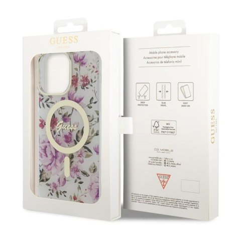 Guess Flower MagSafe - Etui iPhone 14 Pro Max (Przezroczysty) Guess Flower MagSafe - Etui iPhone 14 Pro Max (Przezroczysty)
