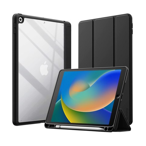 Crong PrimeFolio - Etui iPad 10.2" (2021-2019) z podstawką i schowkiem na Apple Pencil (czarny/przezroczysty) Crong PrimeFolio - Etui iPad 10.2" (2021-2019) z podstawką i schowkiem na Apple Pencil (czarny/przezroczysty)