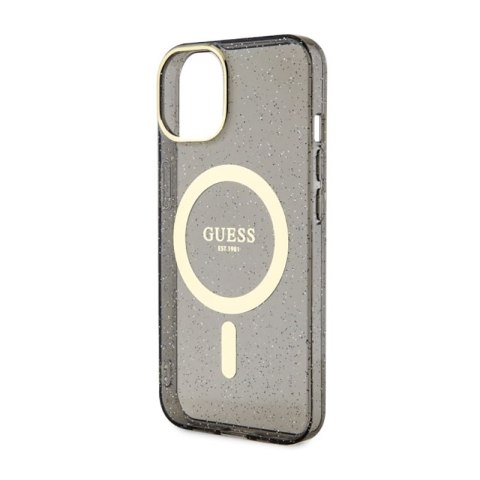 Guess Glitter Gold MagSafe - Etui iPhone 14 Plus (Czarny) Guess Glitter Gold MagSafe - Etui iPhone 14 Plus (Czarny)
