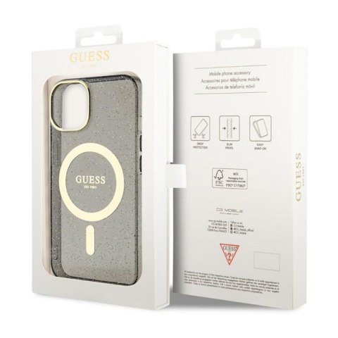 Guess Glitter Gold MagSafe - Etui iPhone 14 Plus (Czarny) Guess Glitter Gold MagSafe - Etui iPhone 14 Plus (Czarny)