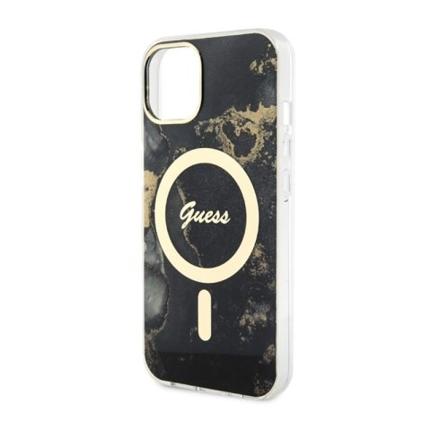 Guess Golden Marble MagSafe - Etui iPhone 14 Plus (Czarny) Guess Golden Marble MagSafe - Etui iPhone 14 Plus (Czarny)