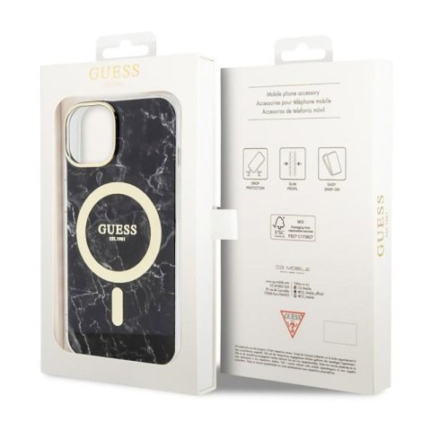 Guess Marble MagSafe - Etui iPhone 14 (Czarny) Guess Marble MagSafe - Etui iPhone 14 (Czarny)