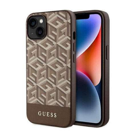 Guess GCube Stripes MagSafe - Etui iPhone 14 (Brązowy) Guess GCube Stripes MagSafe - Etui iPhone 14 (Brązowy)