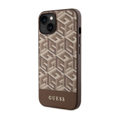 Guess GCube Stripes MagSafe - Etui iPhone 14 (Brązowy) Guess GCube Stripes MagSafe - Etui iPhone 14 (Brązowy)